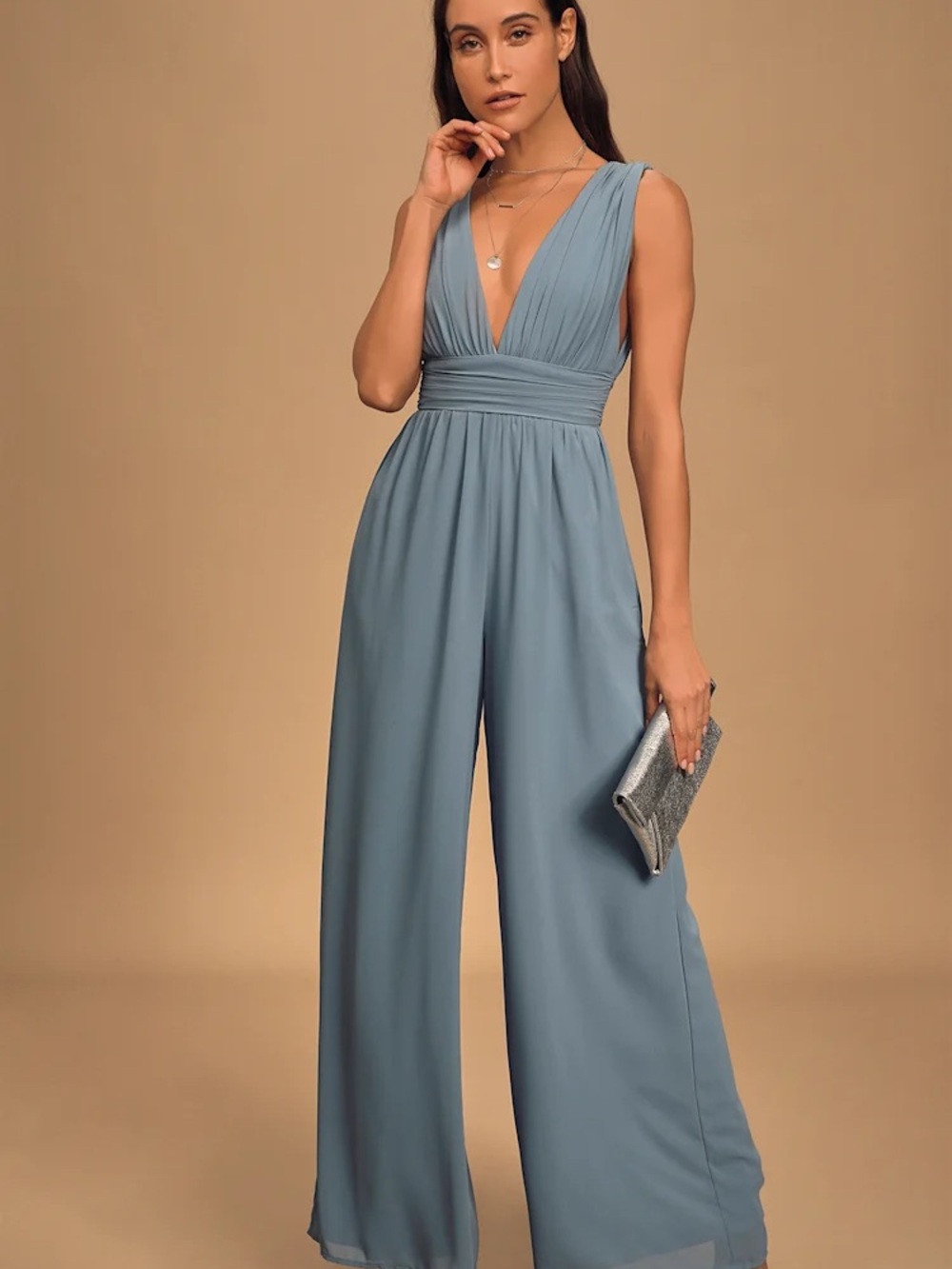 Lulu’s Divine Muse Slate Blue Wide-Leg
Jumpsuit